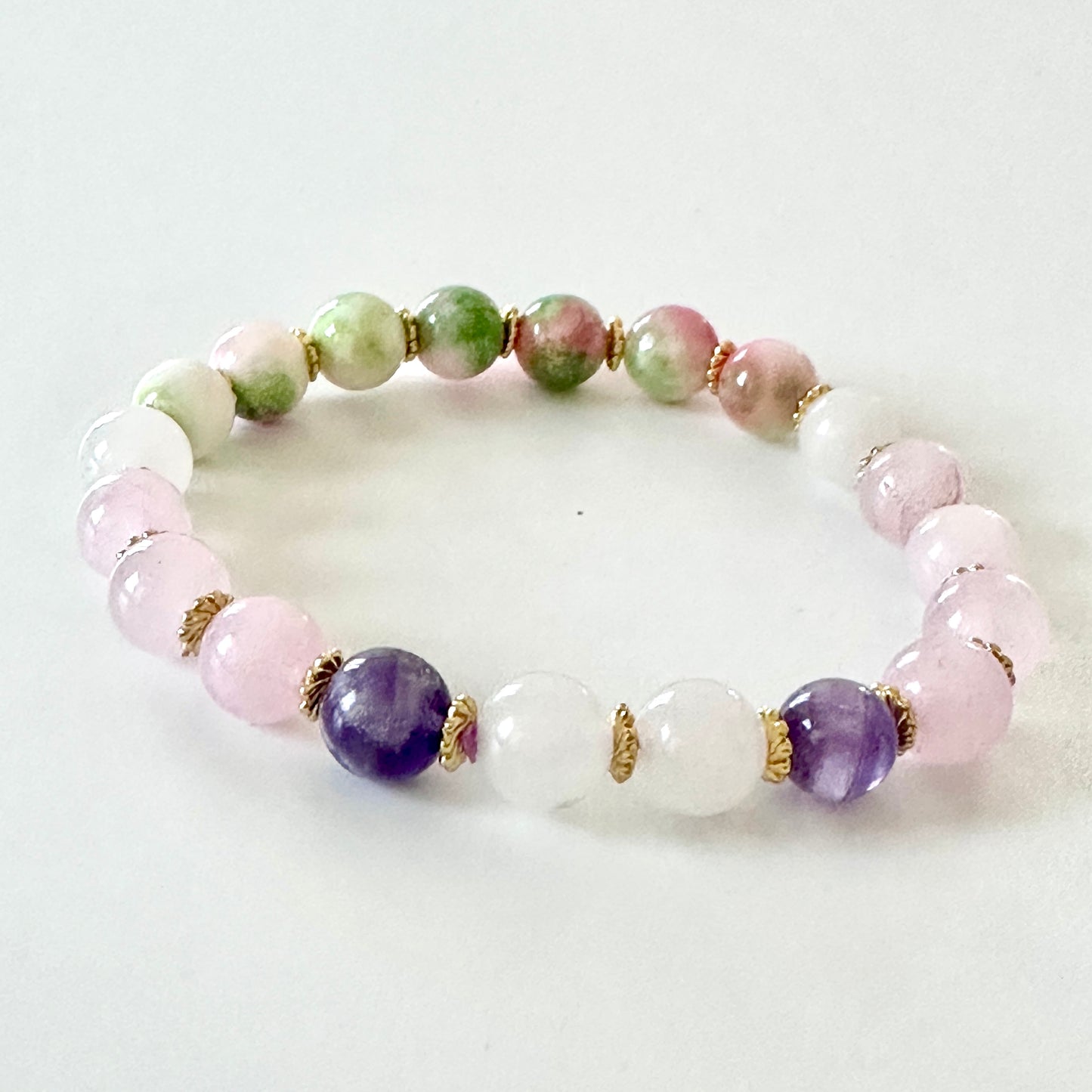 “Tranquil Heart” Bracelet – Persian Jade, Rose Quartz & Milky Quartz