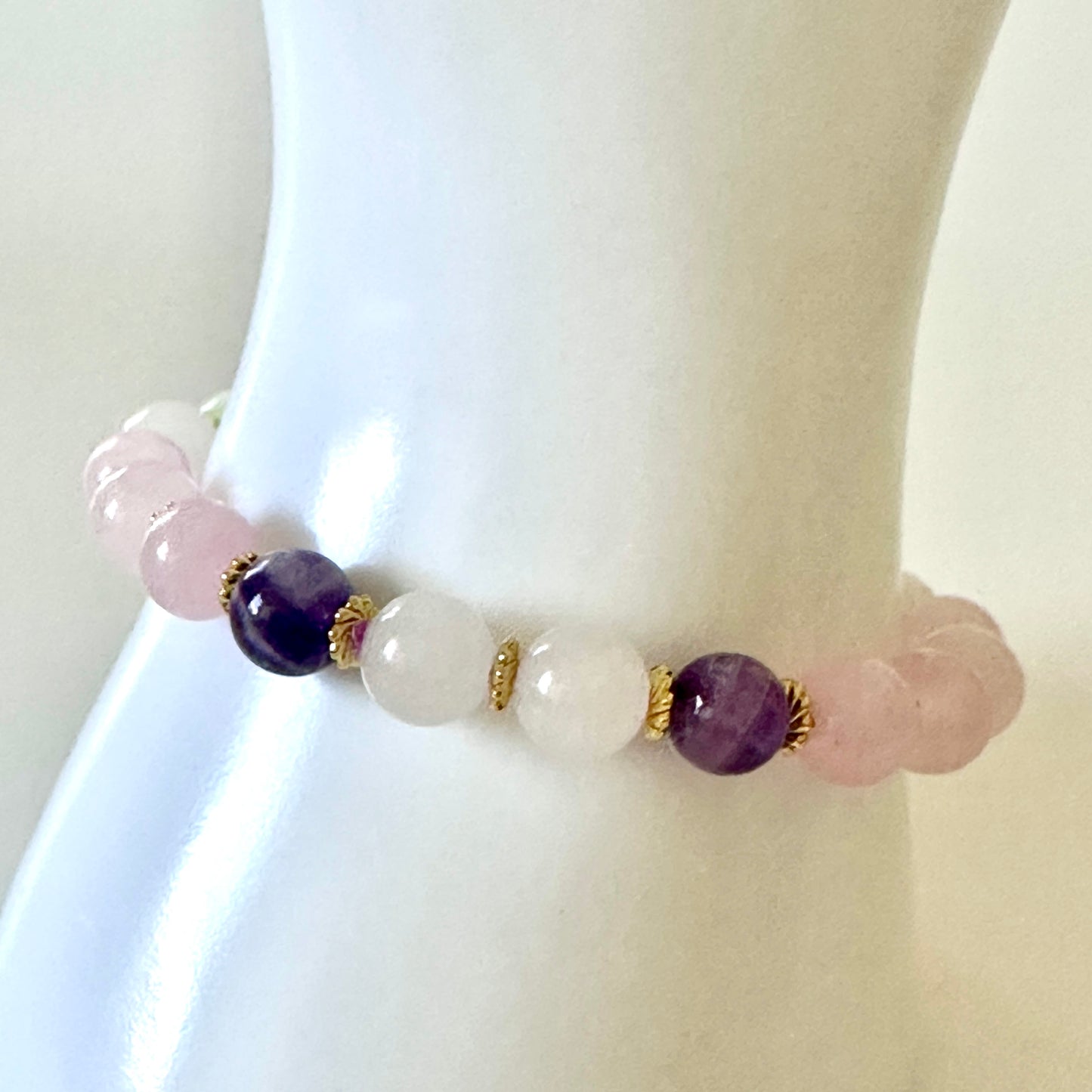 “Tranquil Heart” Bracelet – Persian Jade, Rose Quartz & Milky Quartz