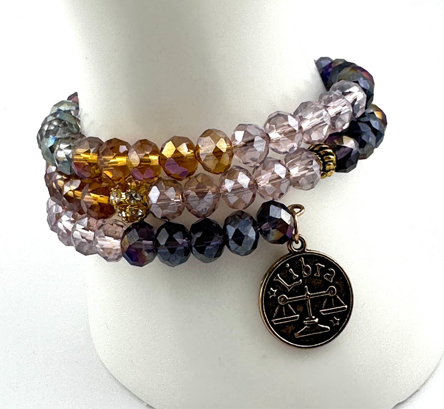 Two-Coil AB Crystal Bracelet ā Multicolor Faceted Handmade Memory Wire Jewelry