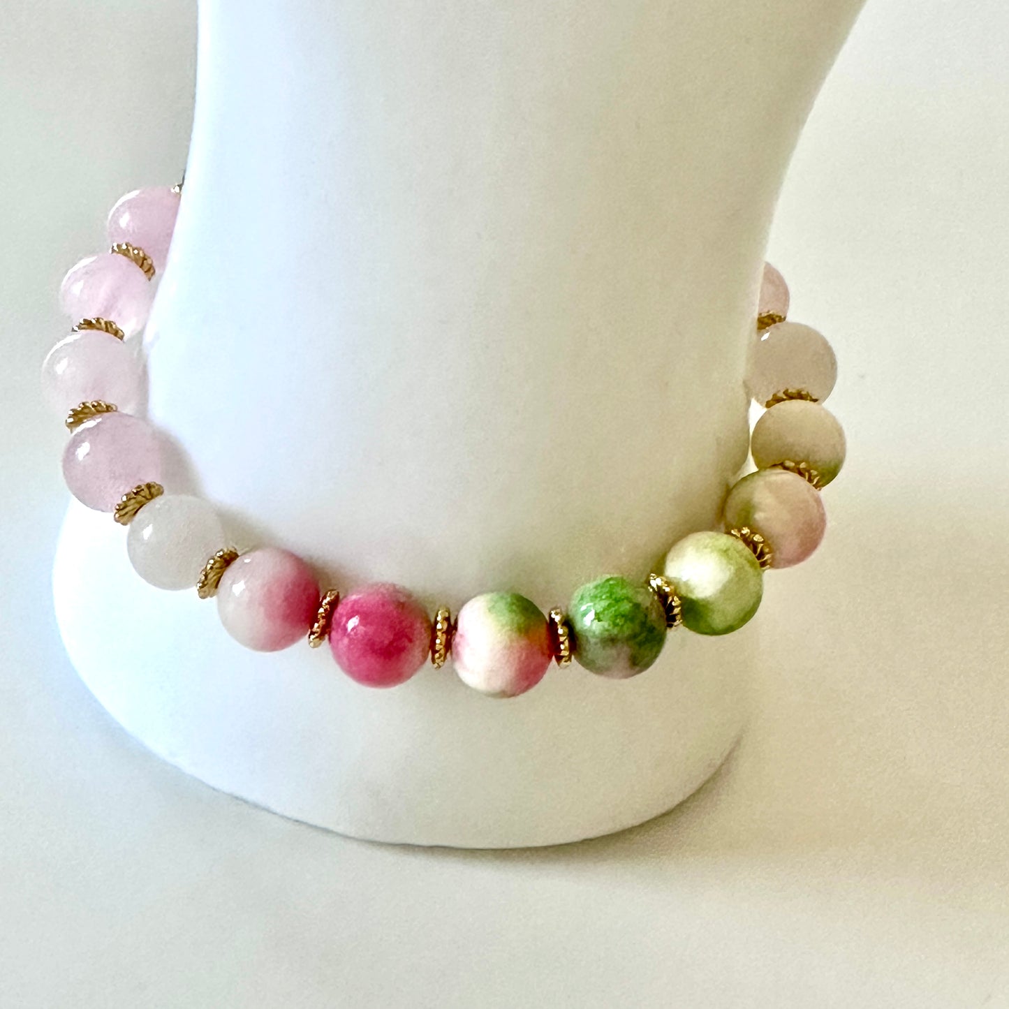 “Tranquil Heart” Bracelet – Persian Jade, Rose Quartz & Milky Quartz