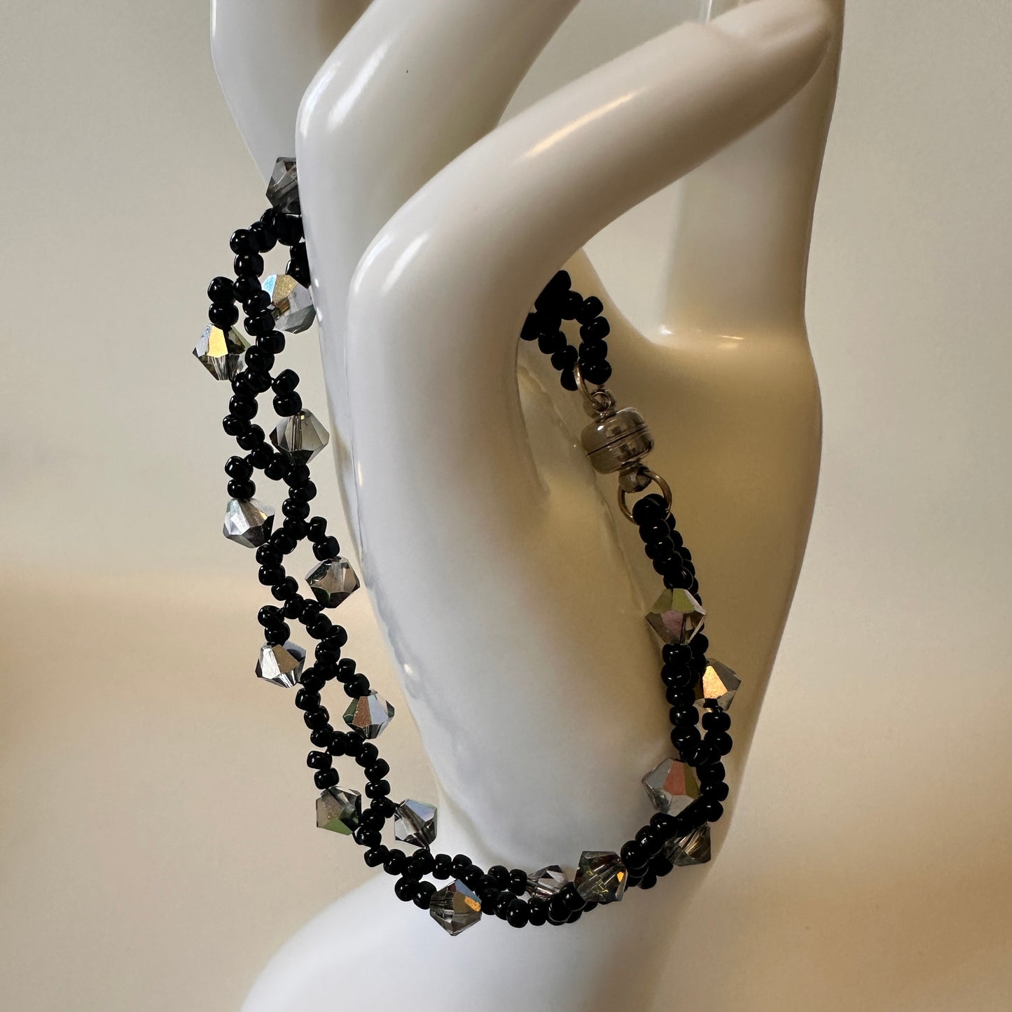 Midnight Vine Bracelet – Swarovski Crystals & Black Miyuki Beads