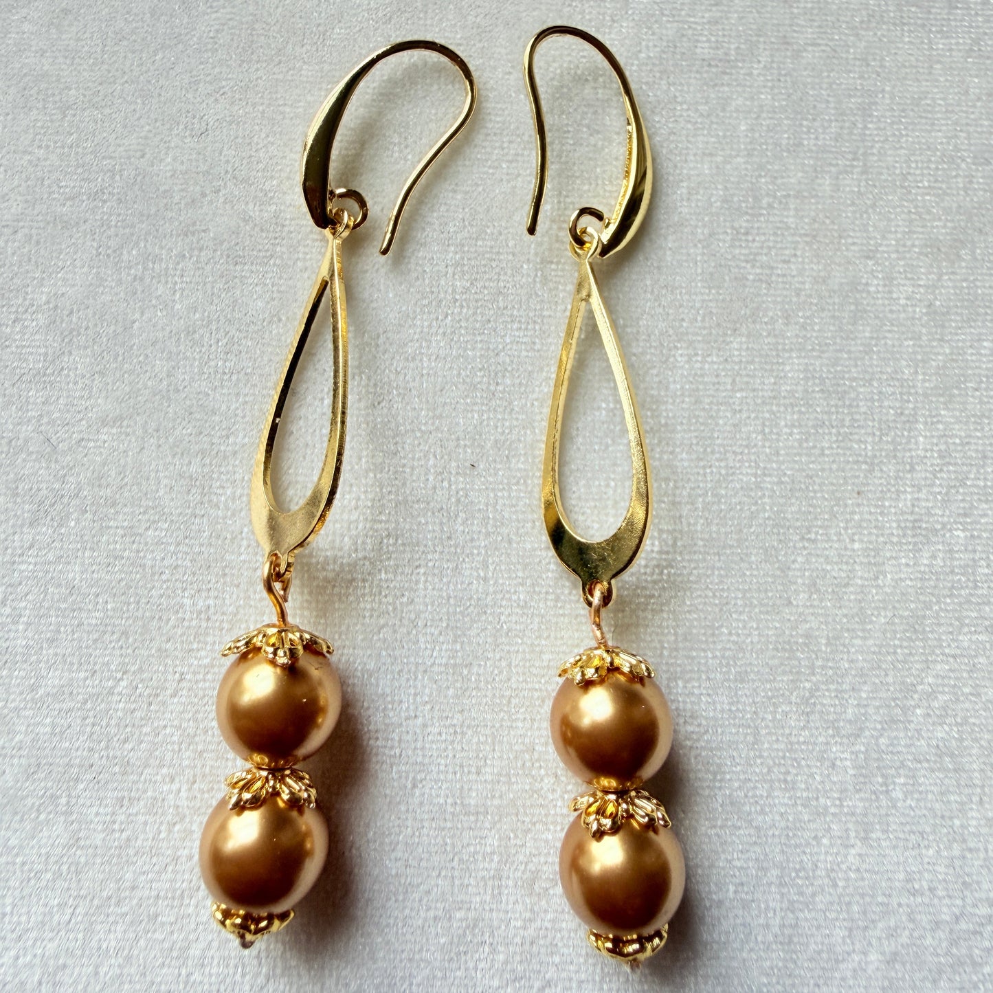 Golden Glow Swarovski Pearl Drop Earrings