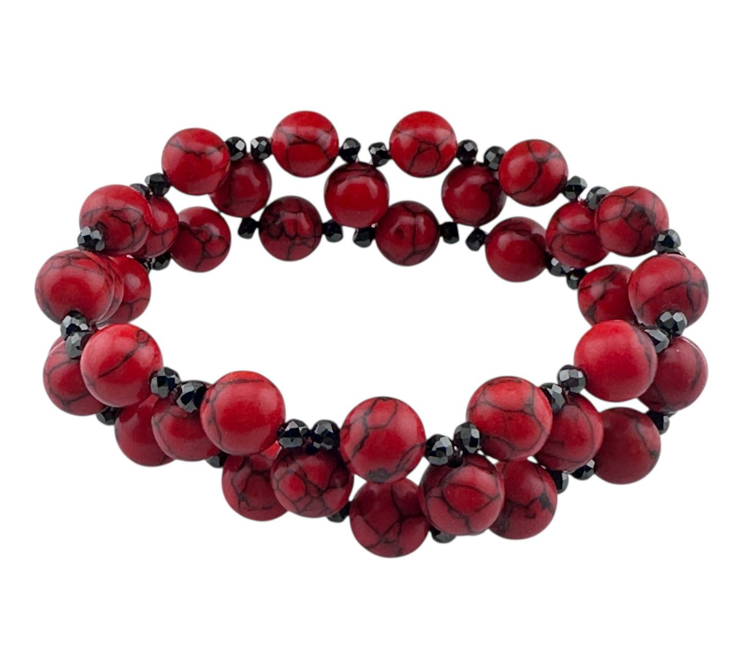 Three tier howlite stretch bracelet