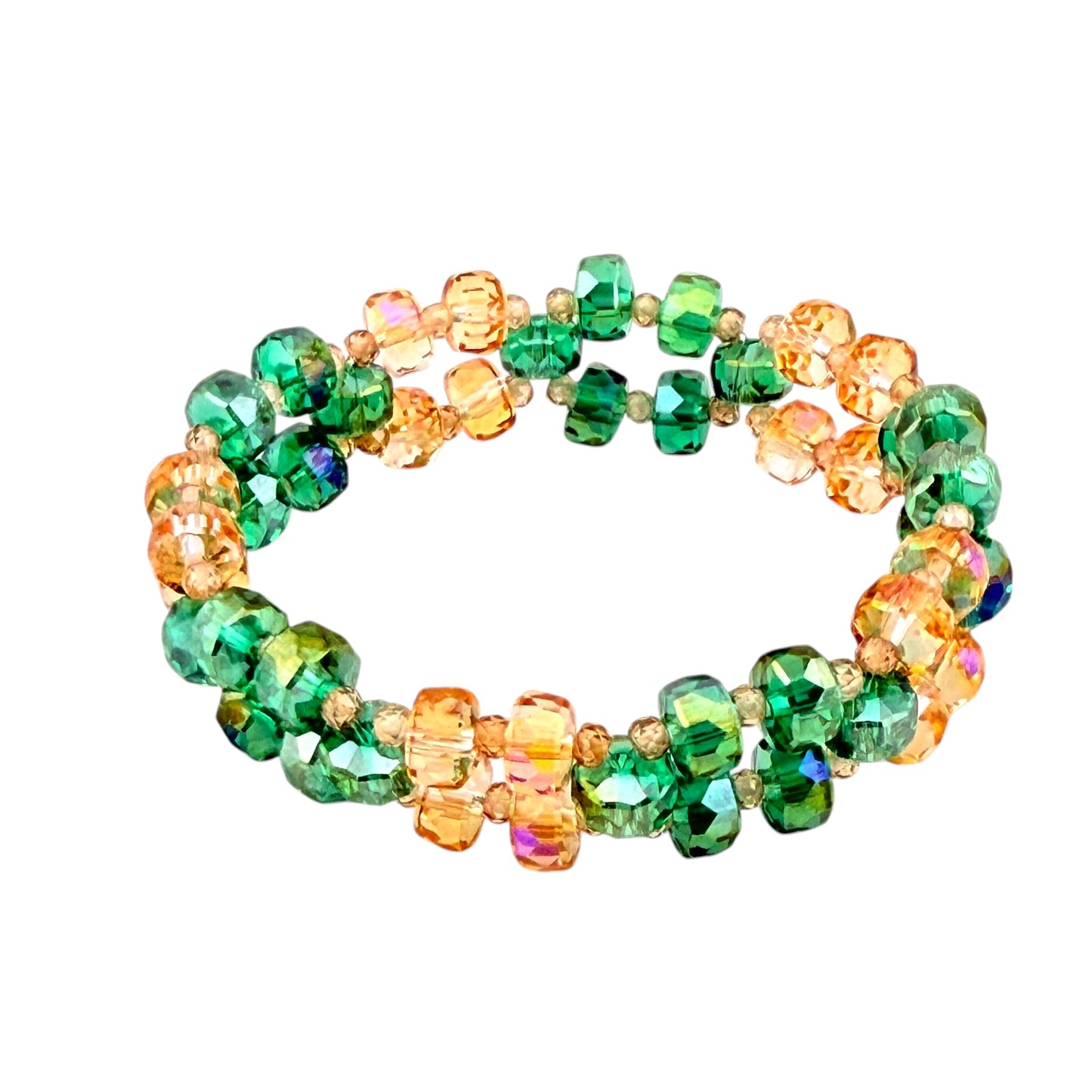 Emerald Sunrise 3-Layer Crystal Stretch Bracelet