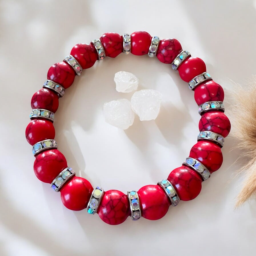 Fire Within – Red Turquoise Confidence Bracelet (12MM