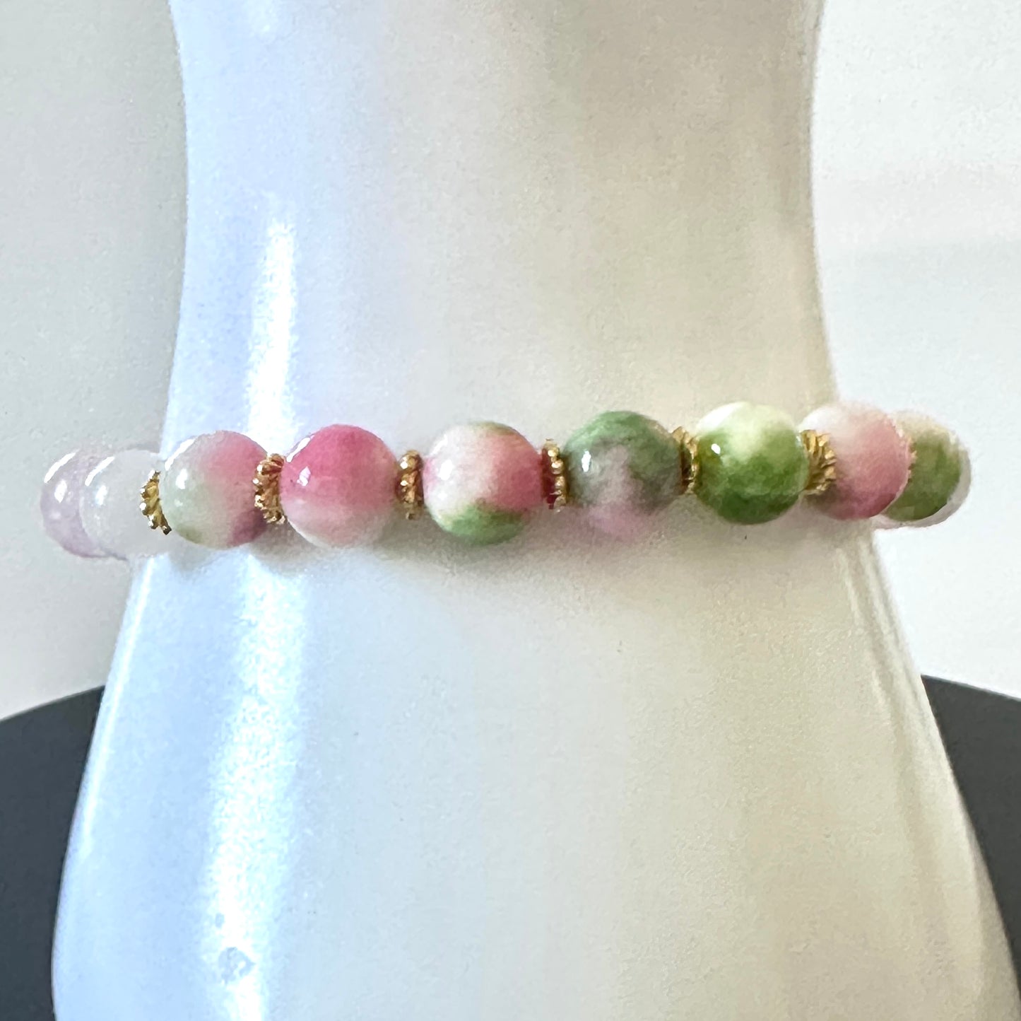 “Tranquil Heart” Bracelet – Persian Jade, Rose Quartz & Milky Quartz