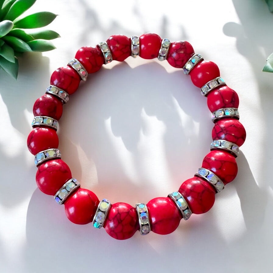 Fire Within – Red Turquoise Confidence Bracelet (12MM
