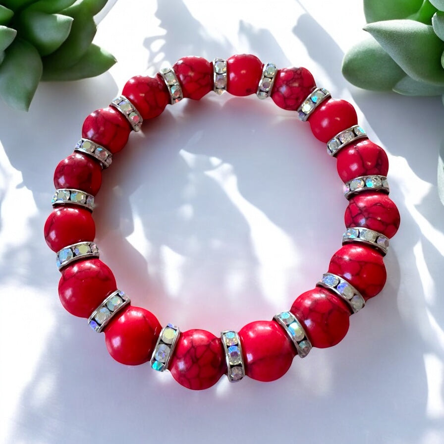 Fire Within – Red Turquoise Confidence Bracelet (12MM