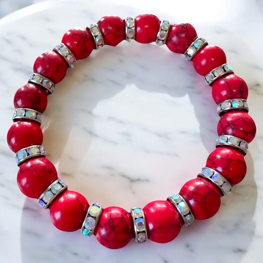 Fire Within – Red Turquoise Confidence Bracelet (12MM