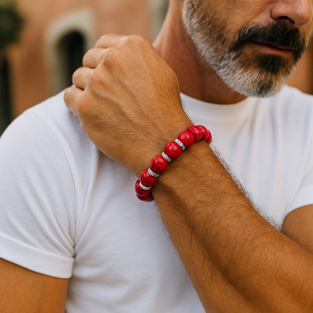 Fire Within – Red Turquoise Confidence Bracelet (12MM