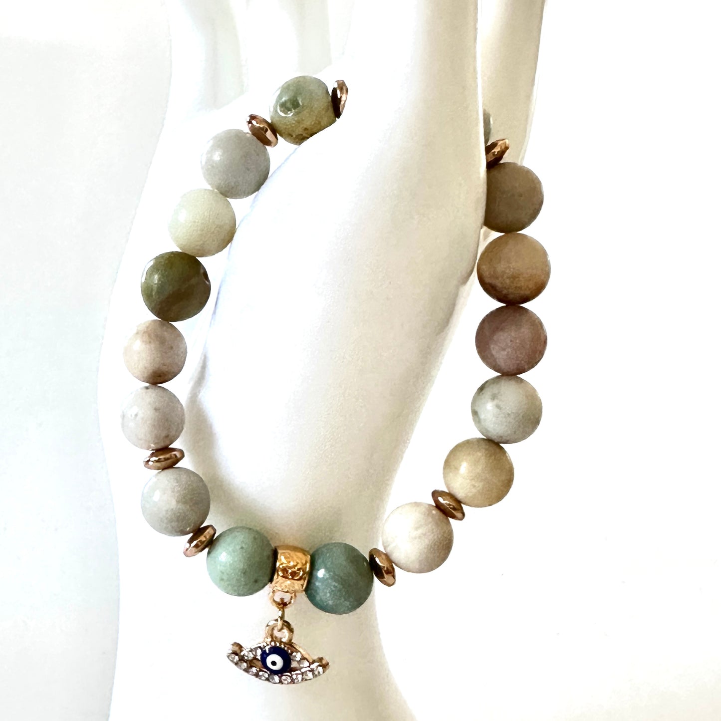 “Divine Calm” Bracelet – Amazonite & Evil Eye