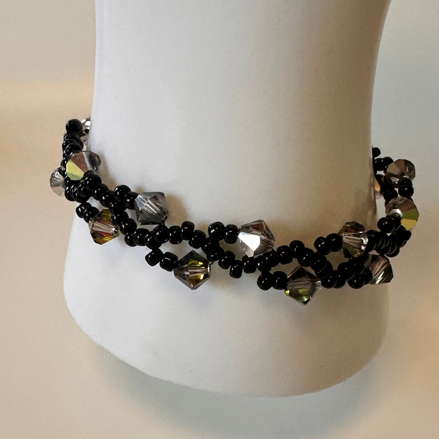 Midnight Vine Bracelet – Swarovski Crystals & Black Miyuki Beads