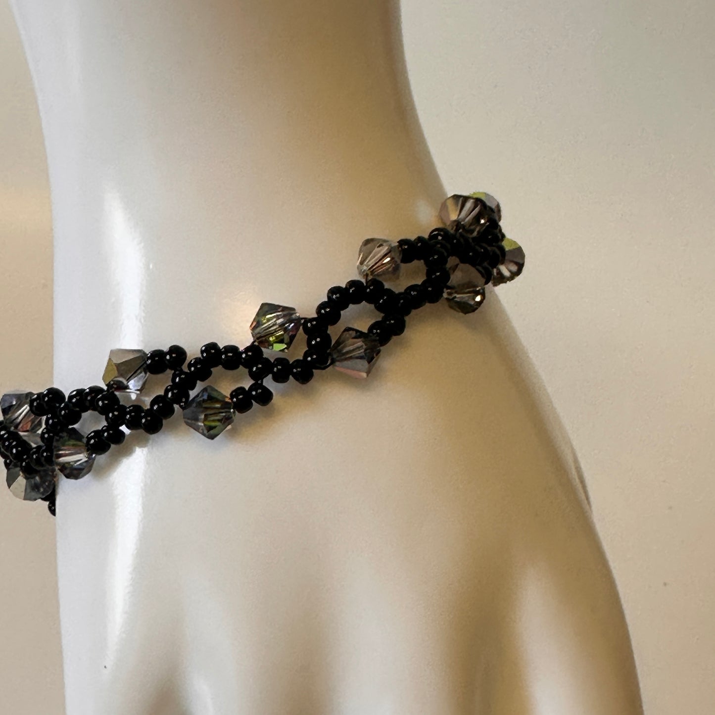 Midnight Vine Bracelet – Swarovski Crystals & Black Miyuki Beads