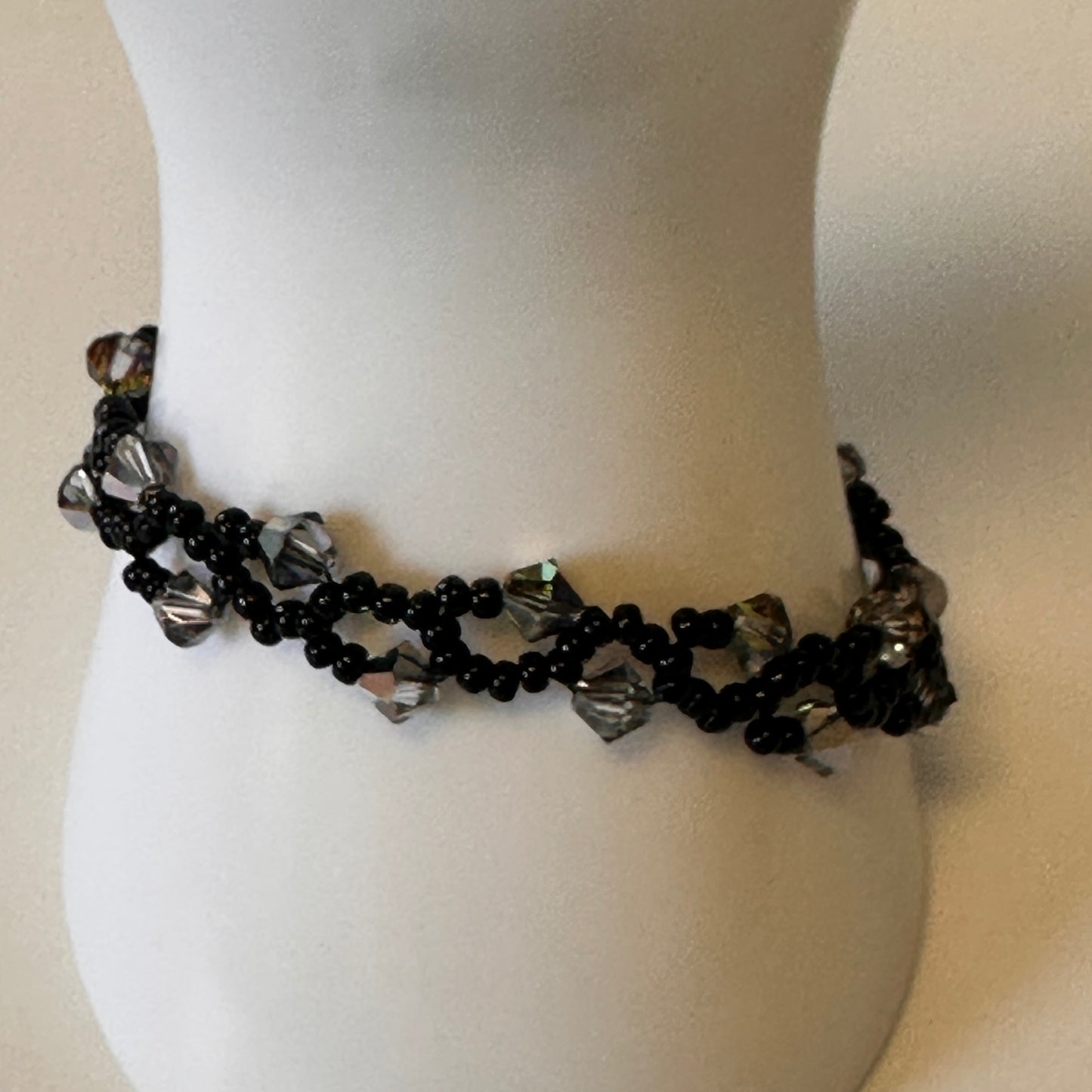 Midnight Vine Bracelet – Swarovski Crystals & Black Miyuki Beads