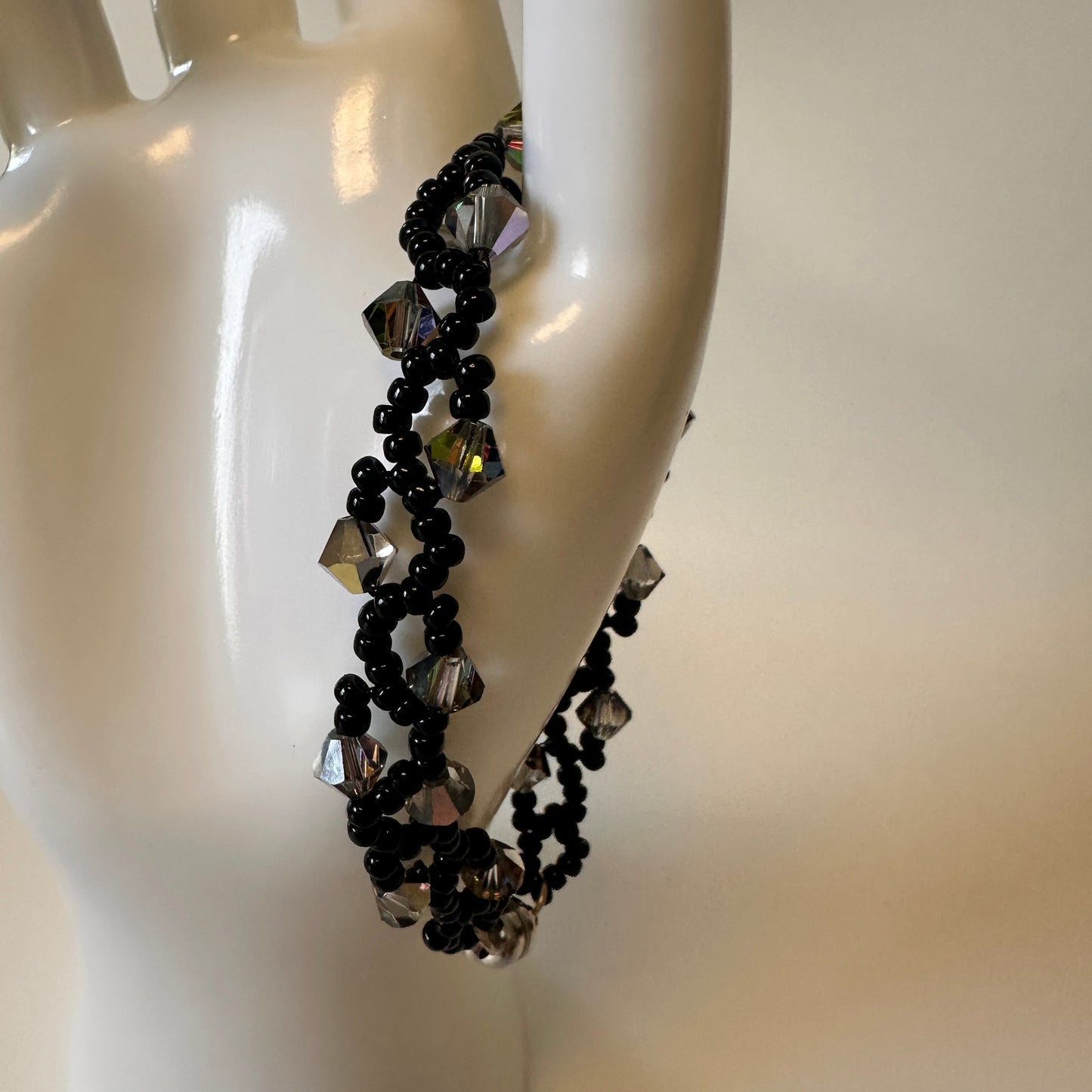 Midnight Vine Bracelet – Swarovski Crystals & Black Miyuki Beads