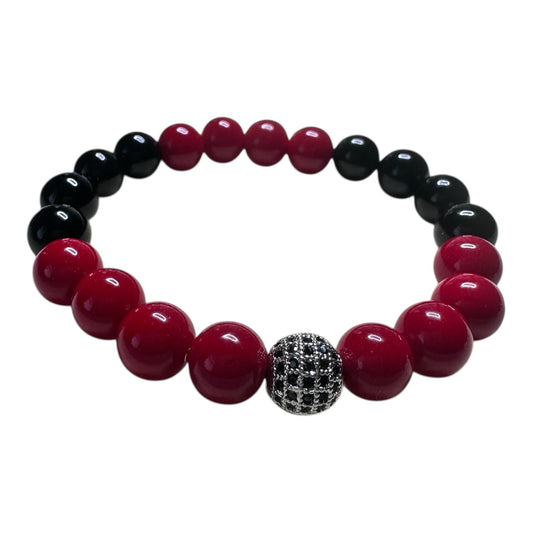 Vital Force – Red Coral & Black Onyx Unisex Bracelet (10mm