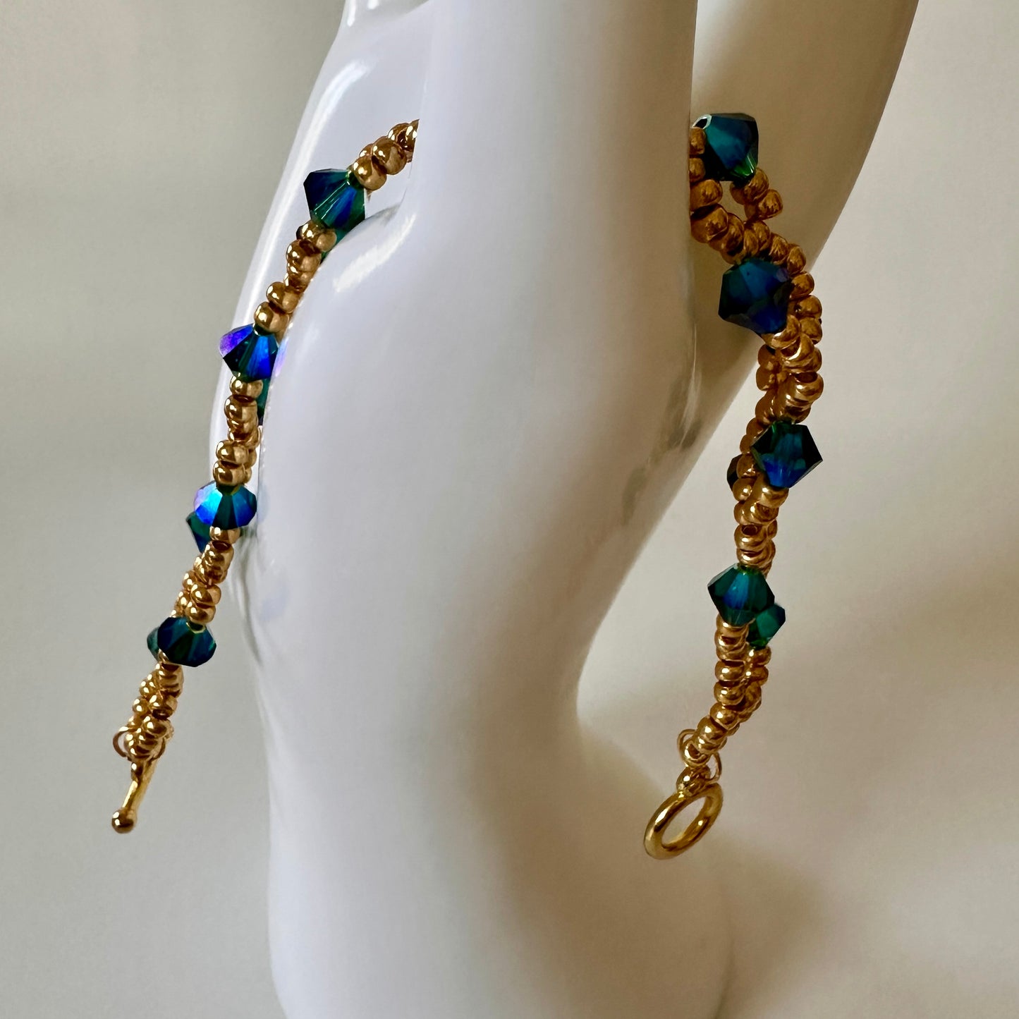 Enchanted Forest Bracelet – Emerald Swarovski & Gold Beads