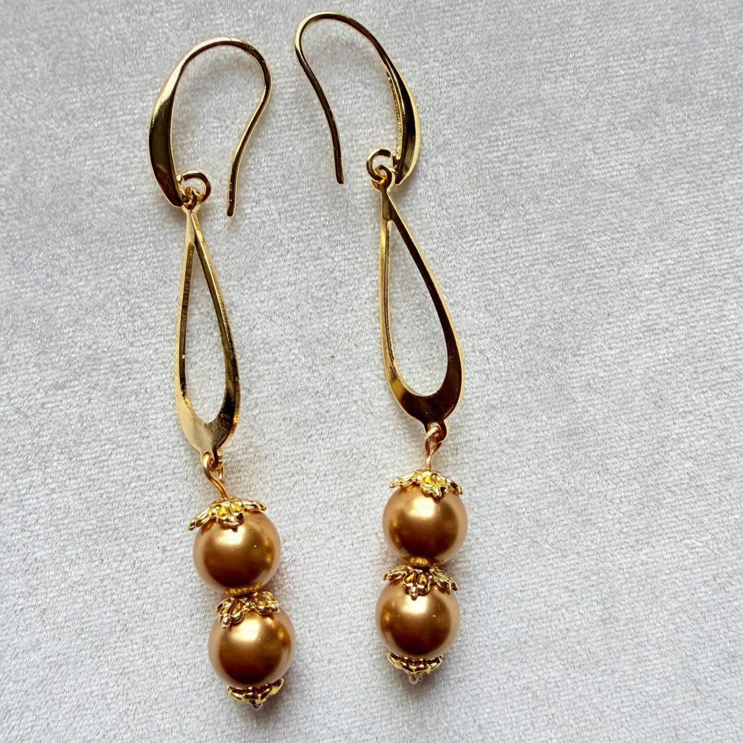 Golden Glow Swarovski Pearl Drop Earrings
