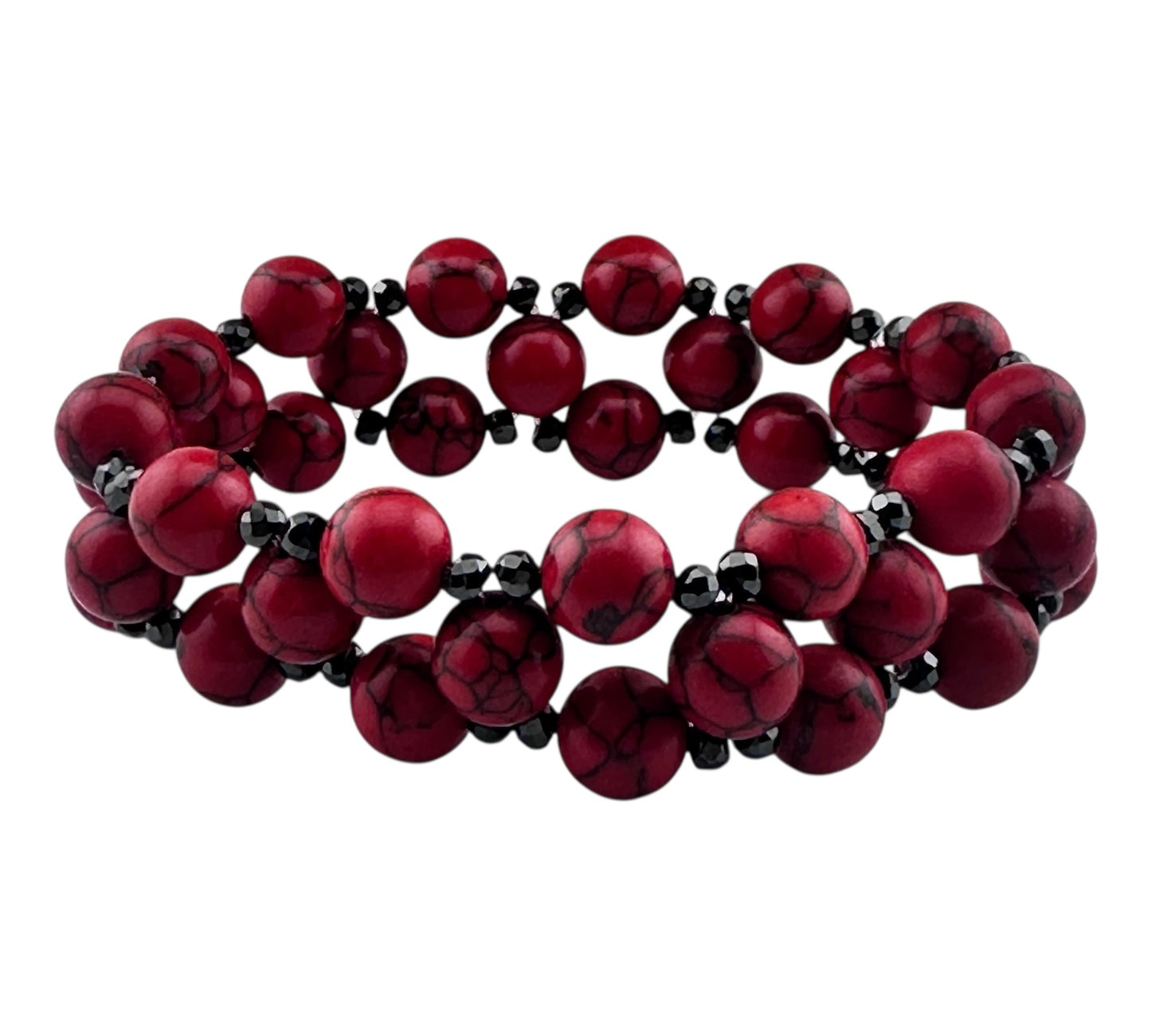 Three tier howlite stretch bracelet