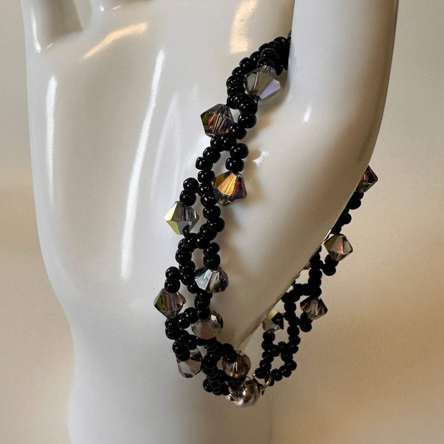 Midnight Vine Bracelet – Swarovski Crystals & Black Miyuki Beads