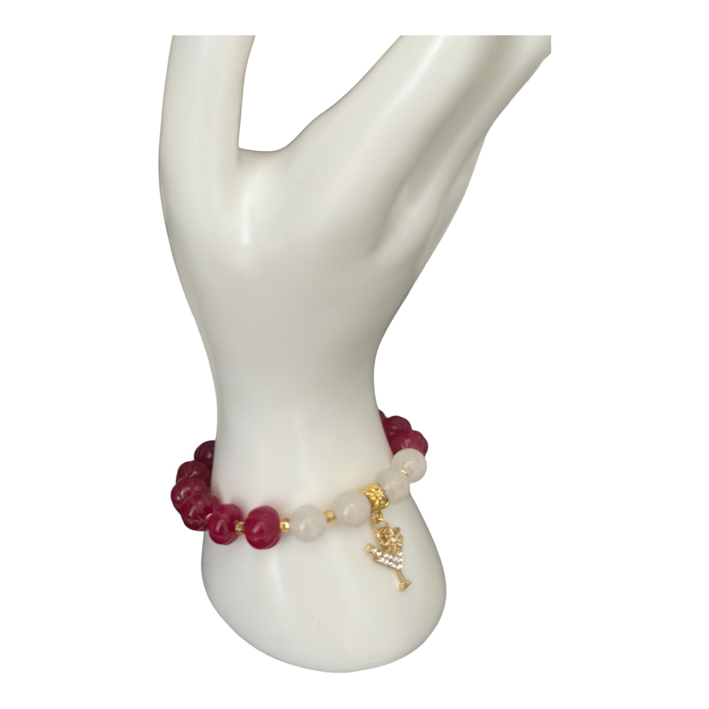 ✨ “Tropical Cocktail” Bracelet Gold Plated Charm with Dyed Agate & Milky Quartz ✨