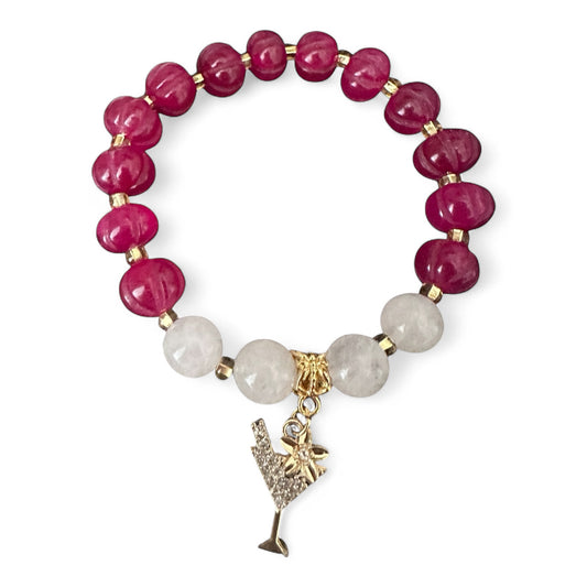 ✨ “Tropical Cocktail” Bracelet Gold Plated Charm with Dyed Agate & Milky Quartz ✨