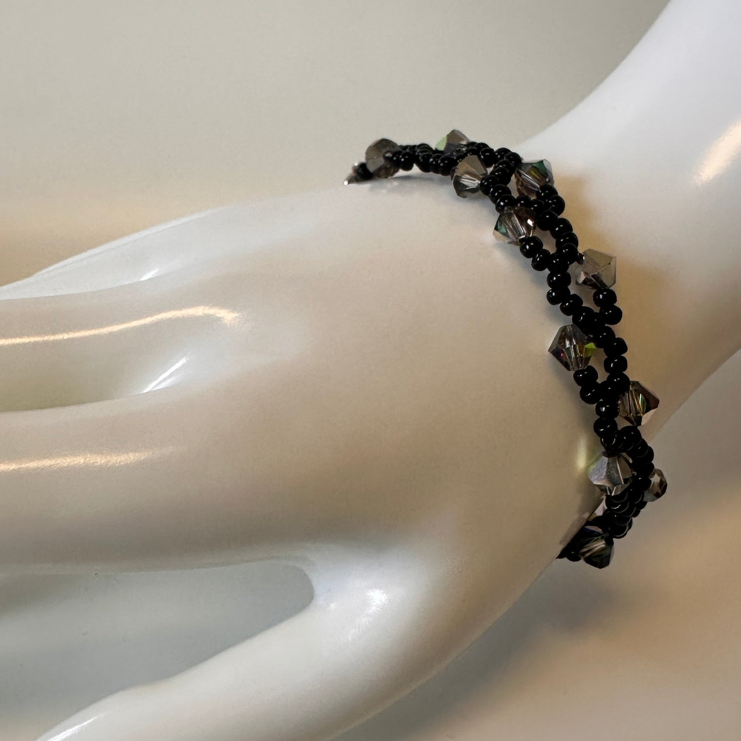 Midnight Vine Bracelet – Swarovski Crystals & Black Miyuki Beads