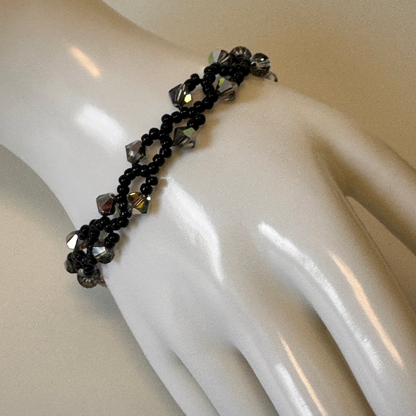 Midnight Vine Bracelet – Swarovski Crystals & Black Miyuki Beads