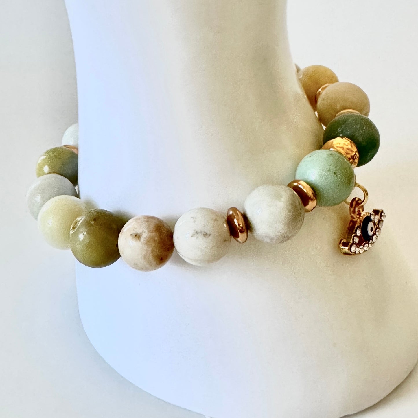 “Divine Calm” Bracelet – Amazonite & Evil Eye