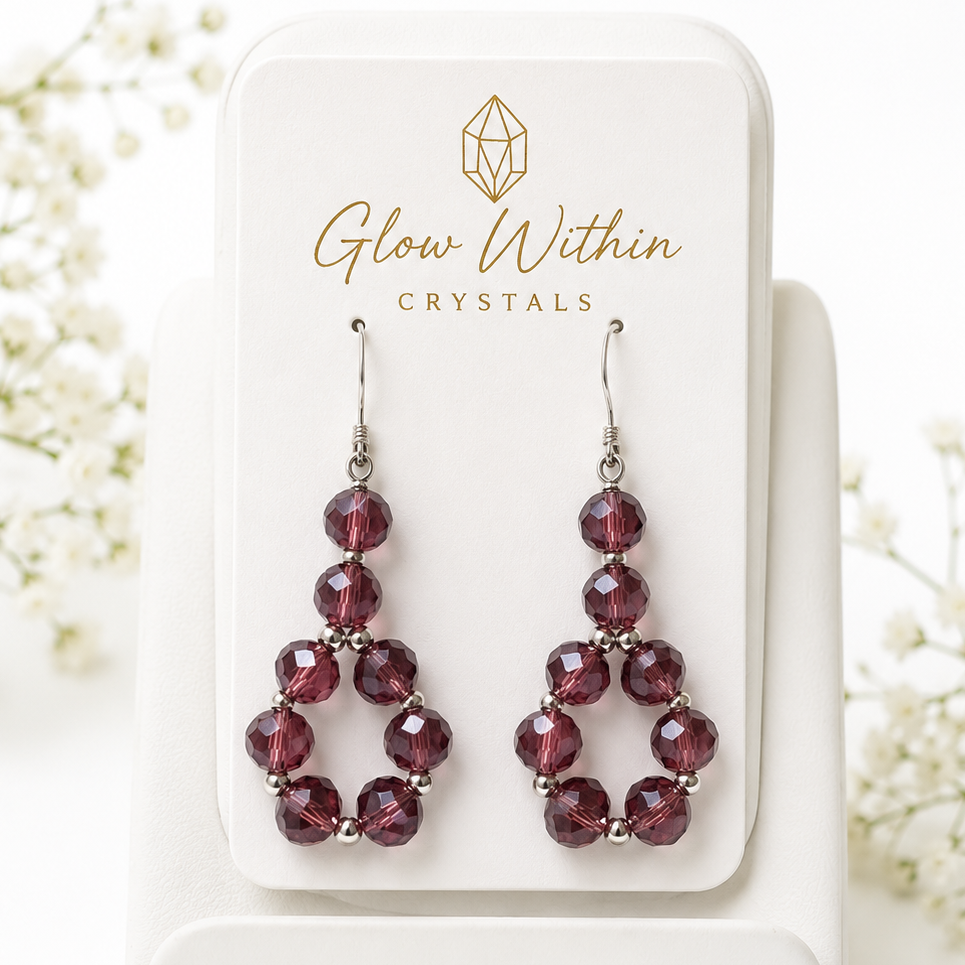 Amethyst Glow Crystal Teardrop Earrings