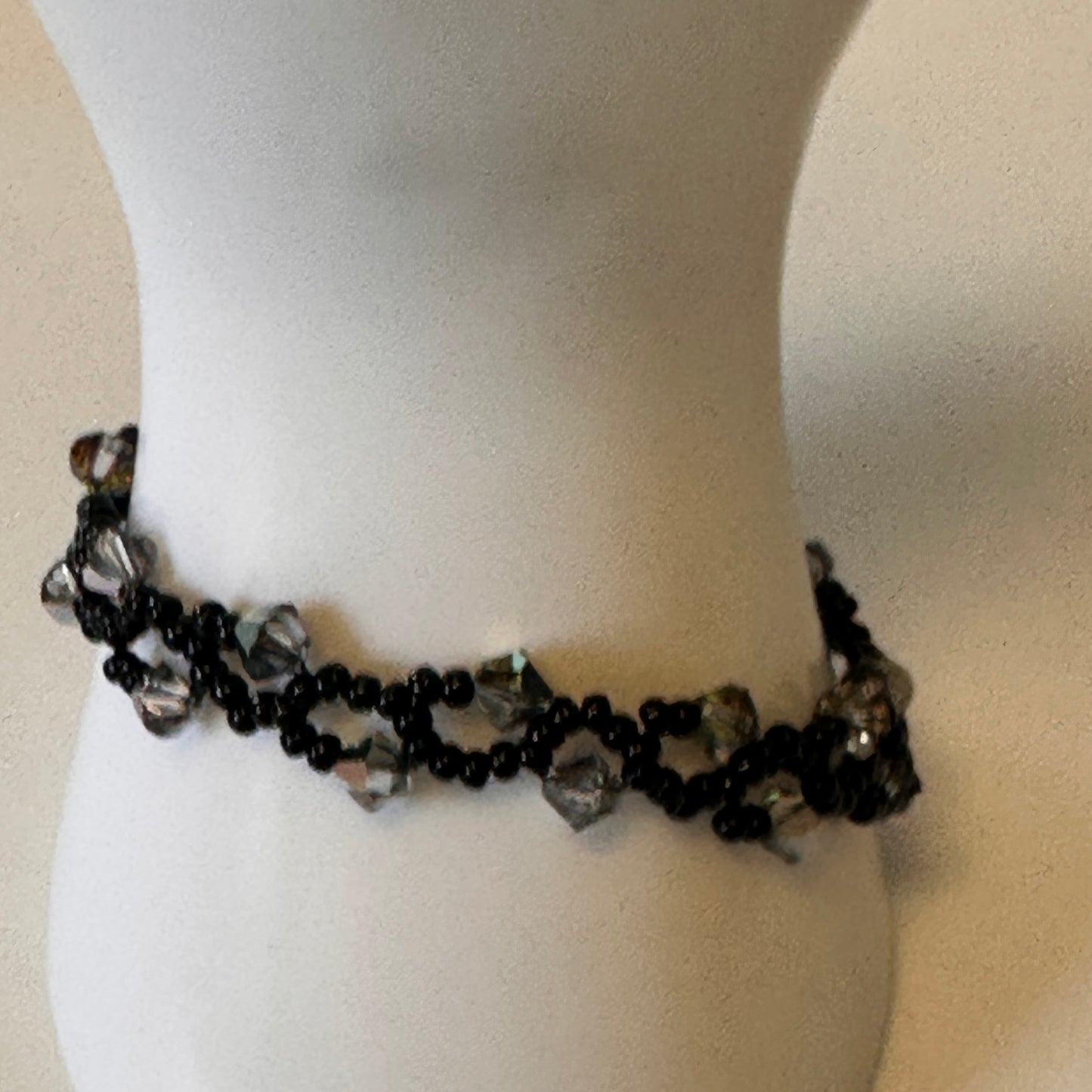 Midnight Vine Bracelet – Swarovski Crystals & Black Miyuki Beads