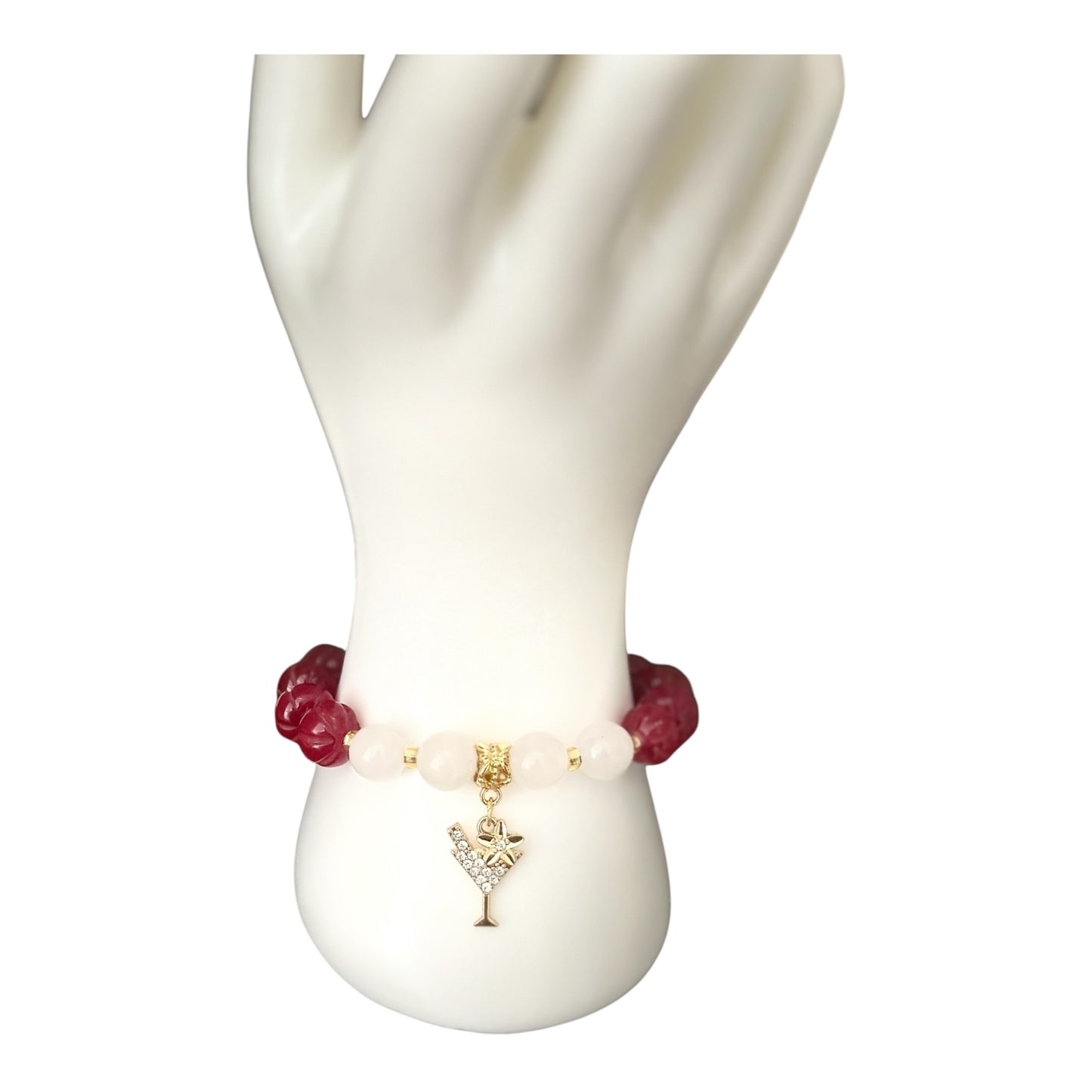 ✨ “Tropical Cocktail” Bracelet Gold Plated Charm with Dyed Agate & Milky Quartz ✨