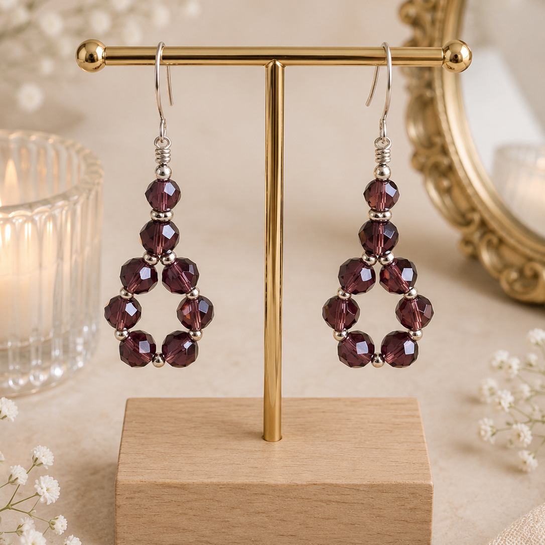 Amethyst Glow Crystal Teardrop Earrings