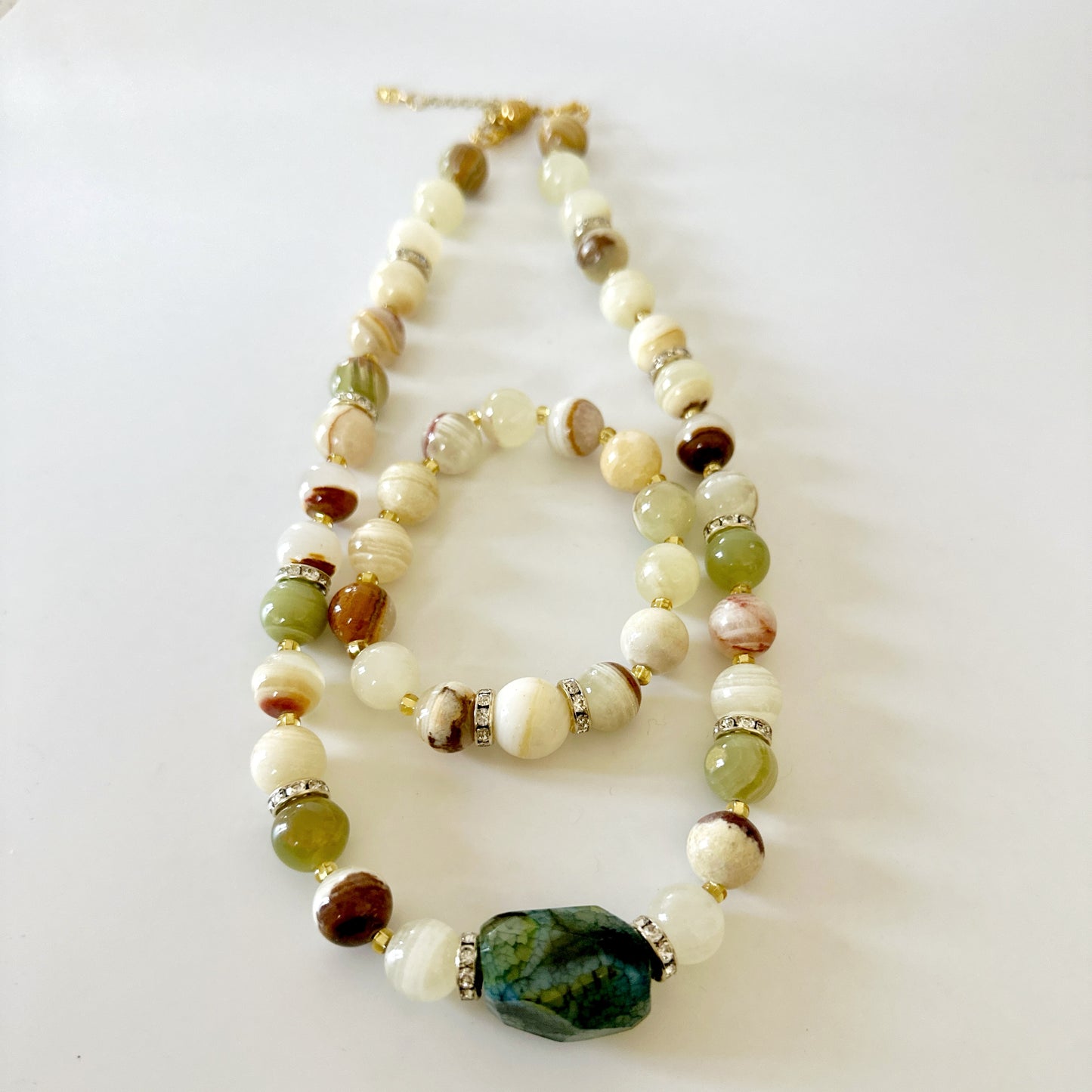 Green Onyx & Agate Necklace and Bracelet Set – Healing Crystal Jewelry