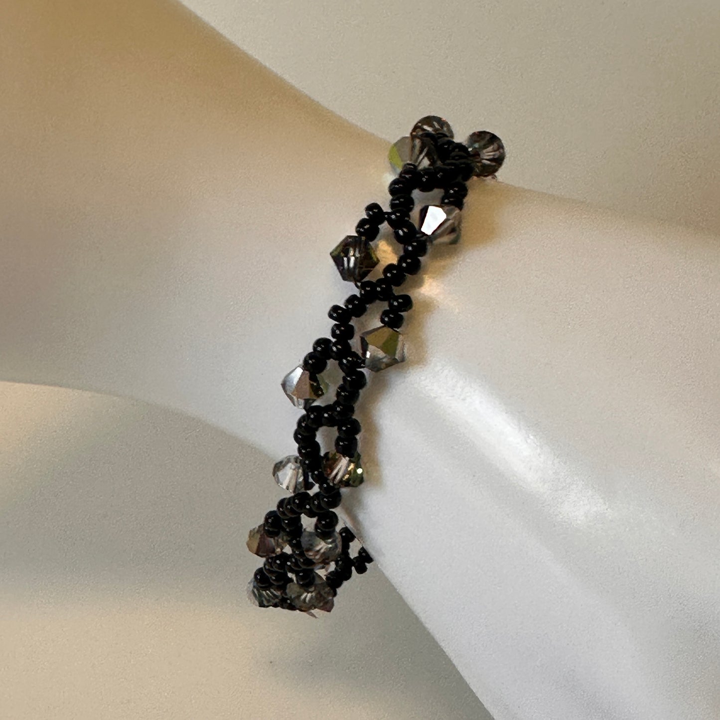 Midnight Vine Bracelet – Swarovski Crystals & Black Miyuki Beads