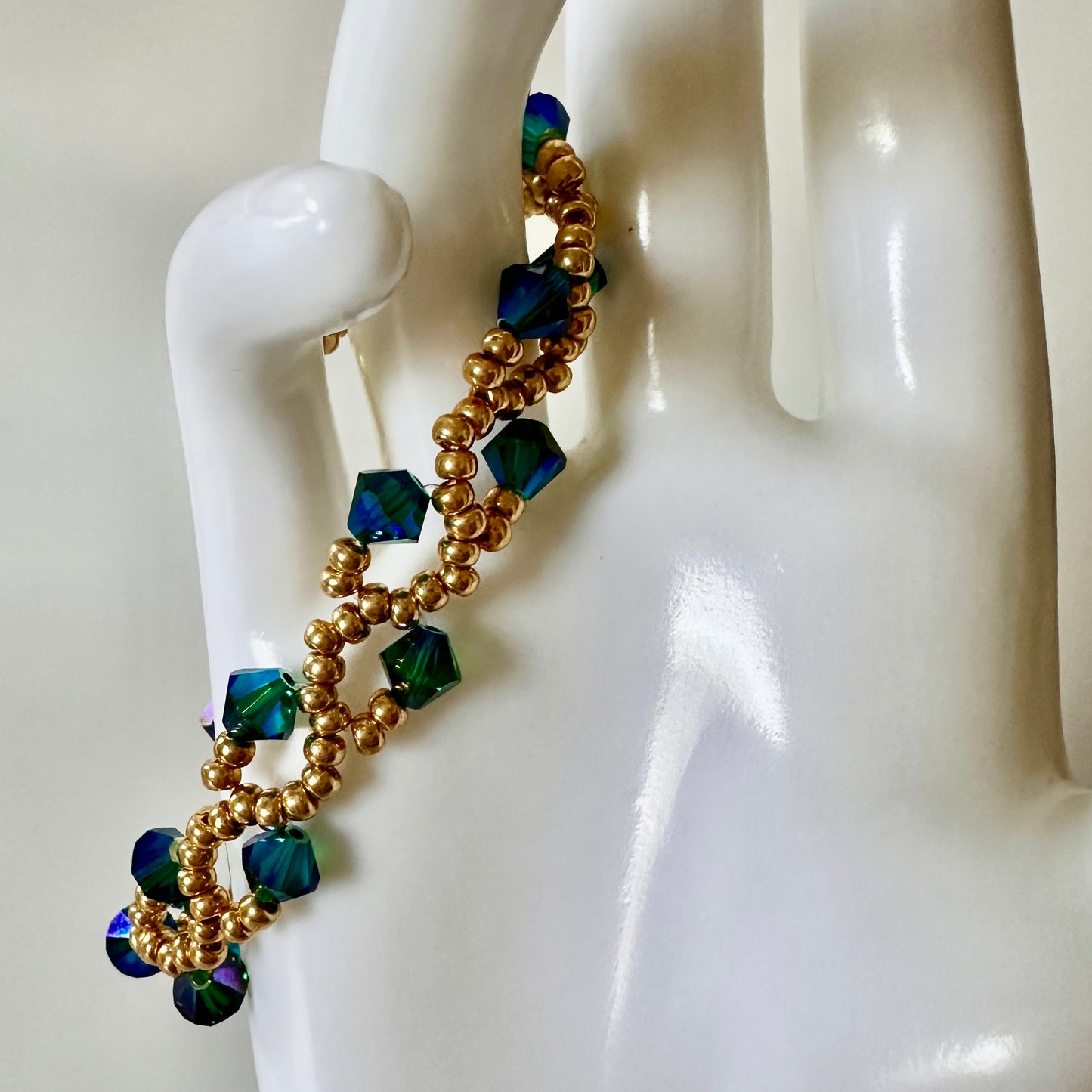 Enchanted Forest Bracelet – Emerald Swarovski & Gold Beads
