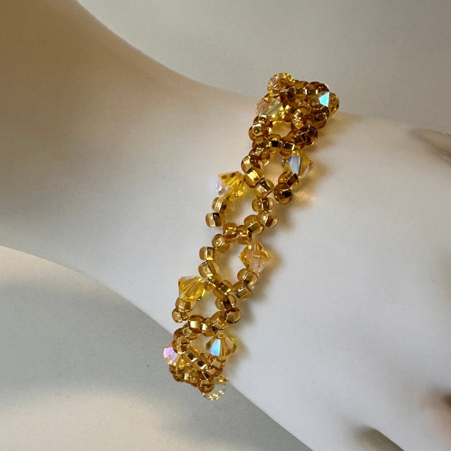 Vine Bracelet – Citrine Glow with Swarovski Crystals