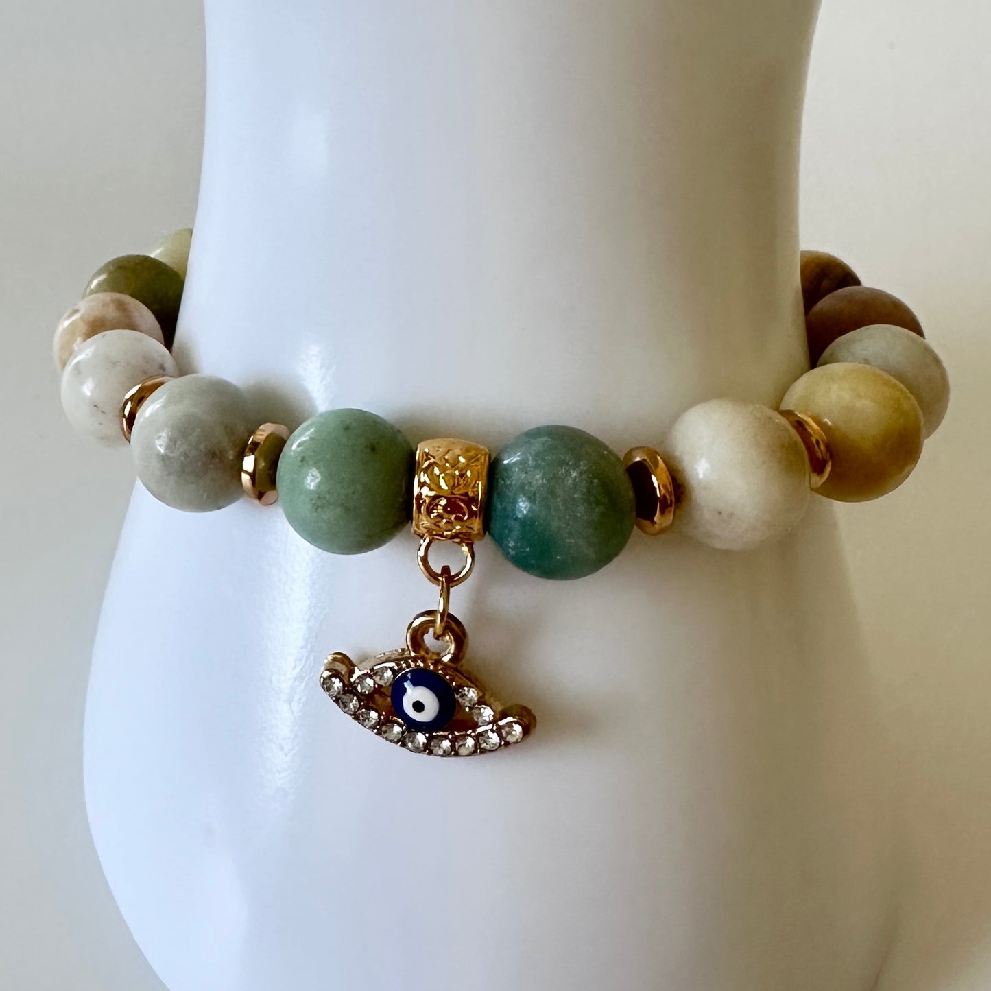“Divine Calm” Bracelet – Amazonite & Evil Eye