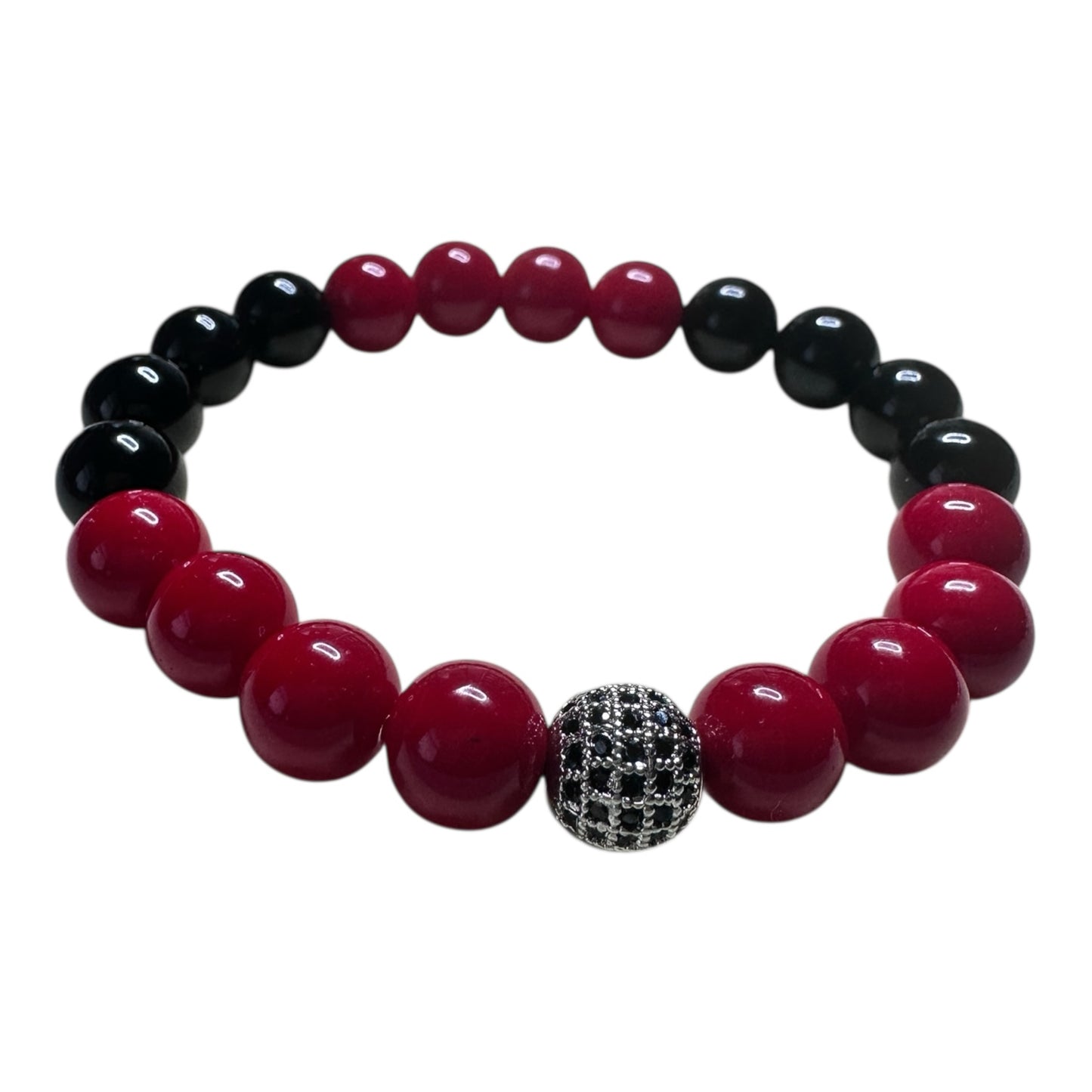 Vital Force – Red Coral & Black Onyx Unisex Bracelet (10mm