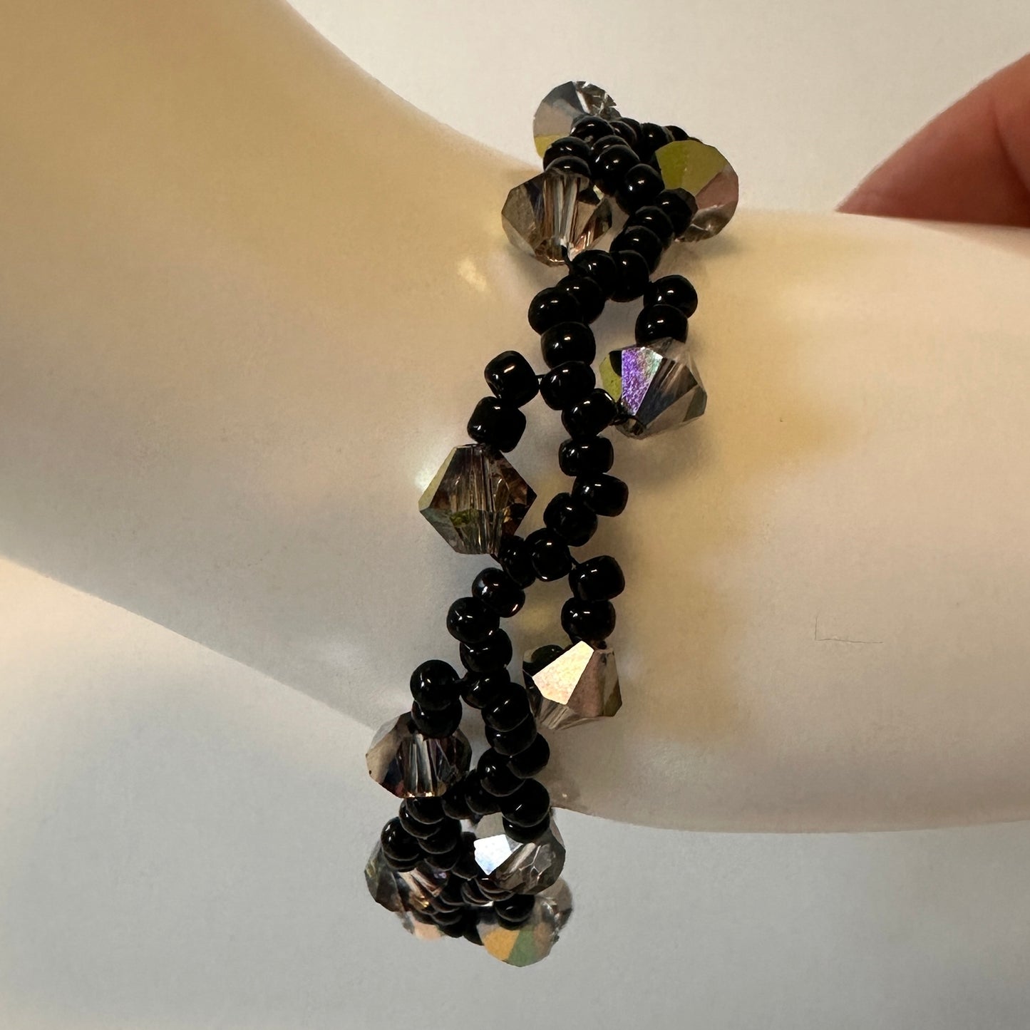 Midnight Vine Bracelet – Swarovski Crystals & Black Miyuki Beads