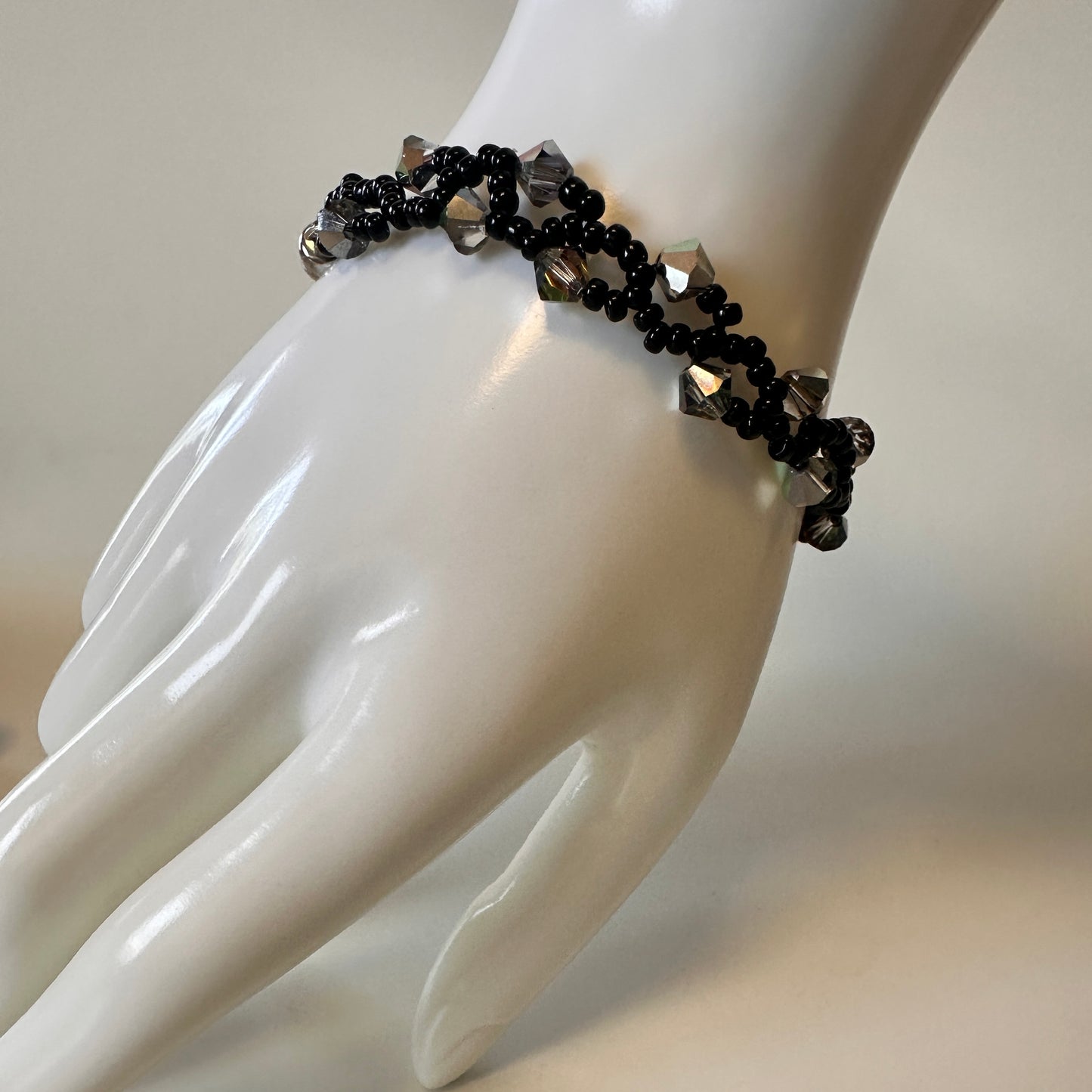 Midnight Vine Bracelet – Swarovski Crystals & Black Miyuki Beads
