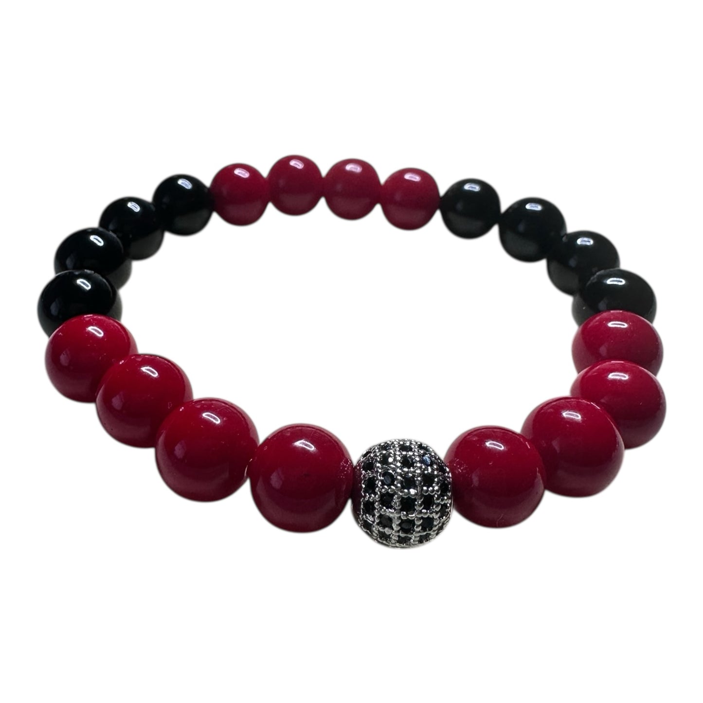 Vital Force – Red Coral & Black Onyx Unisex Bracelet (10mm