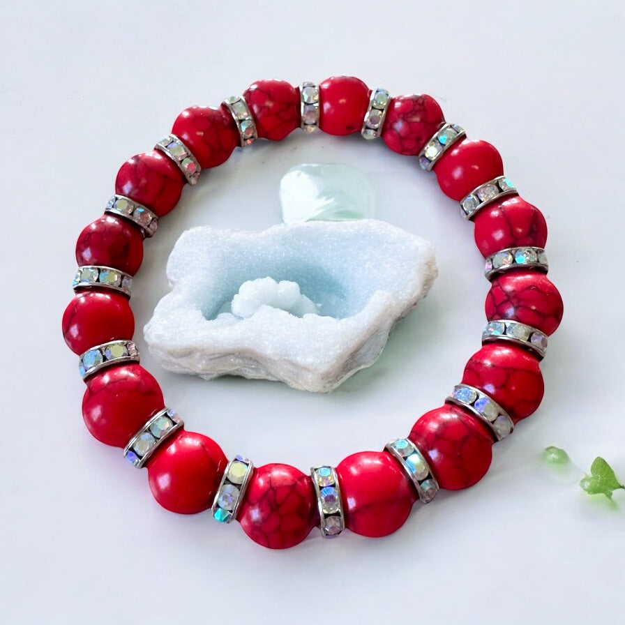 Fire Within – Red Turquoise Confidence Bracelet (12MM