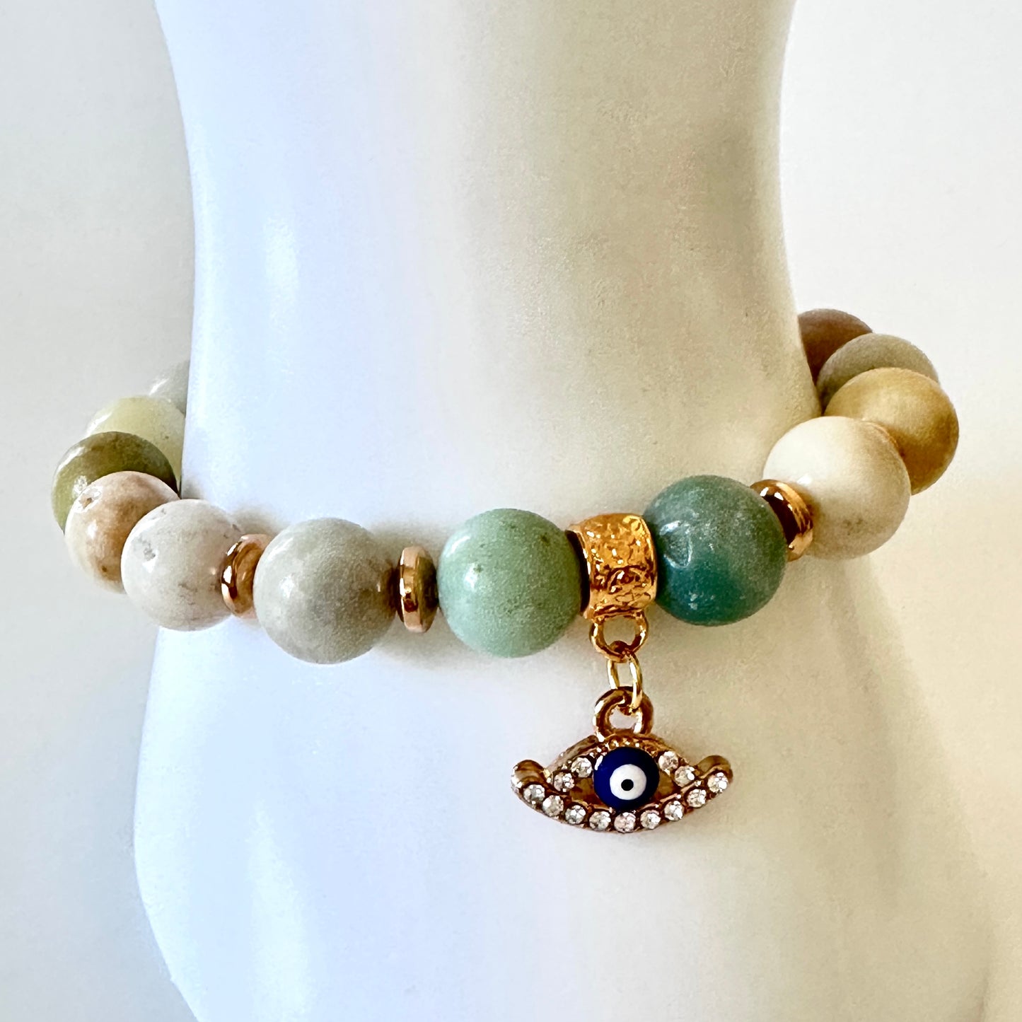 “Divine Calm” Bracelet – Amazonite & Evil Eye