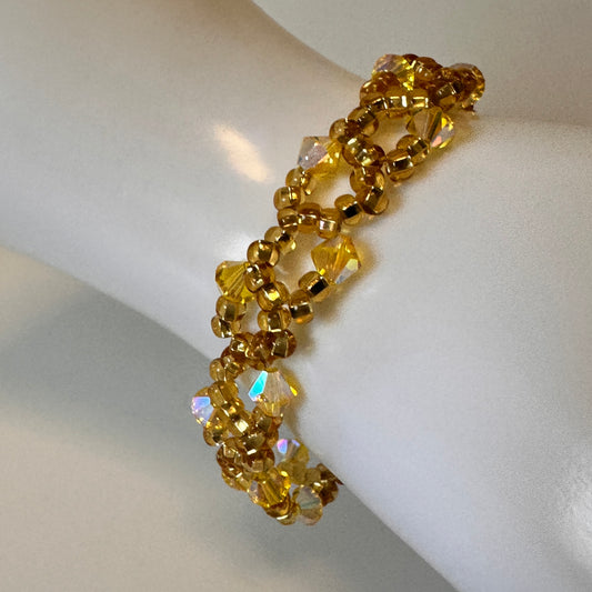 Vine Bracelet – Citrine Glow with Swarovski Crystals