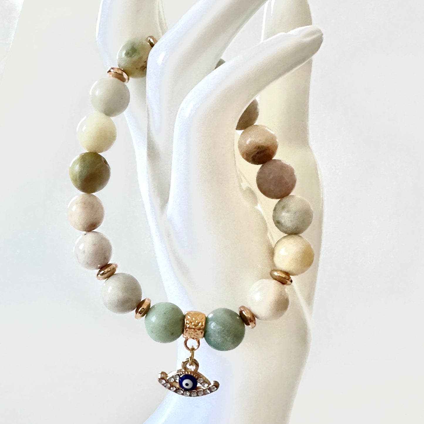 “Divine Calm” Bracelet – Amazonite & Evil Eye
