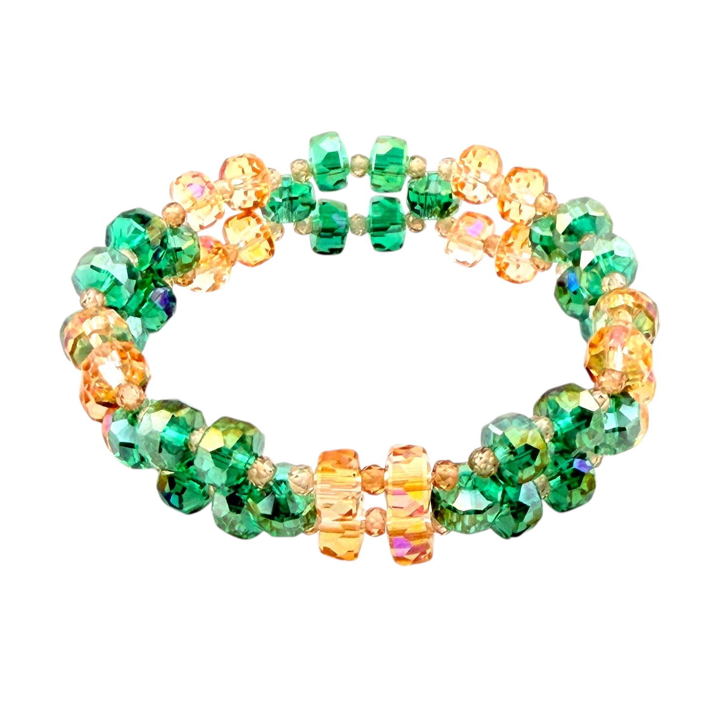 Emerald Sunrise 3-Layer Crystal Stretch Bracelet