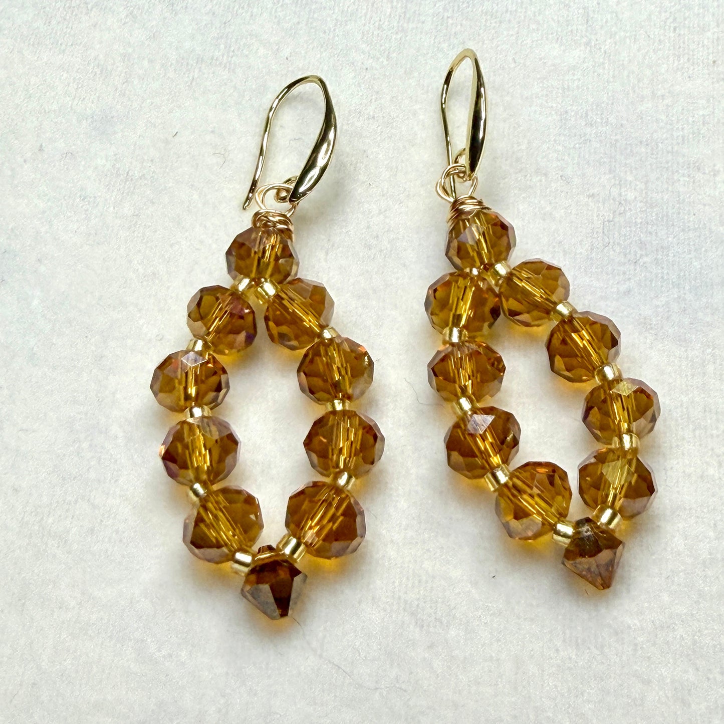 Golden Amber Swarovski Crystal Teardrop Earrings