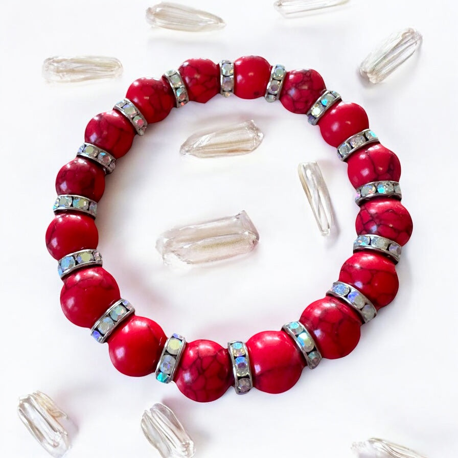 Fire Within – Red Turquoise Confidence Bracelet (12MM