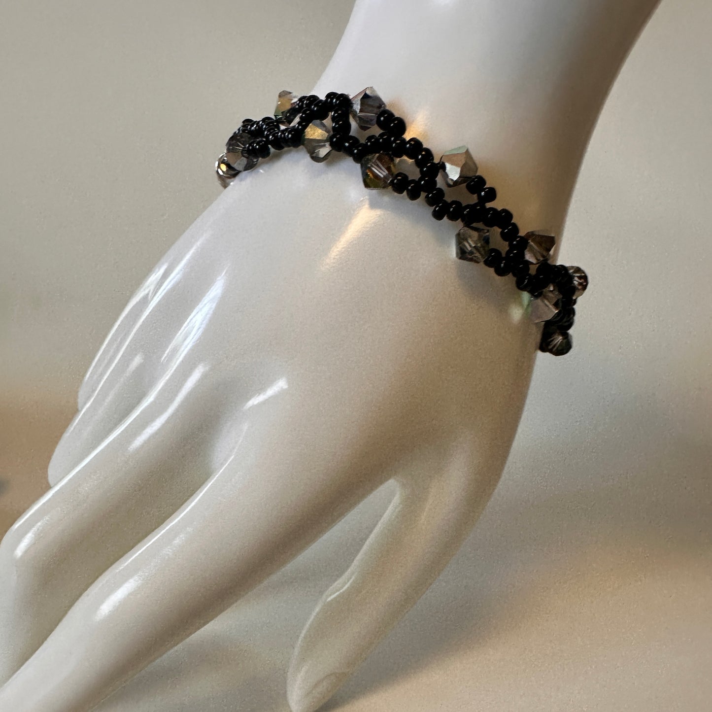 Midnight Vine Bracelet – Swarovski Crystals & Black Miyuki Beads
